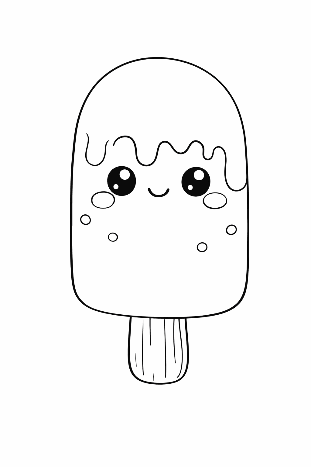 Kawaii Eis am Stiel - Ausmalbild