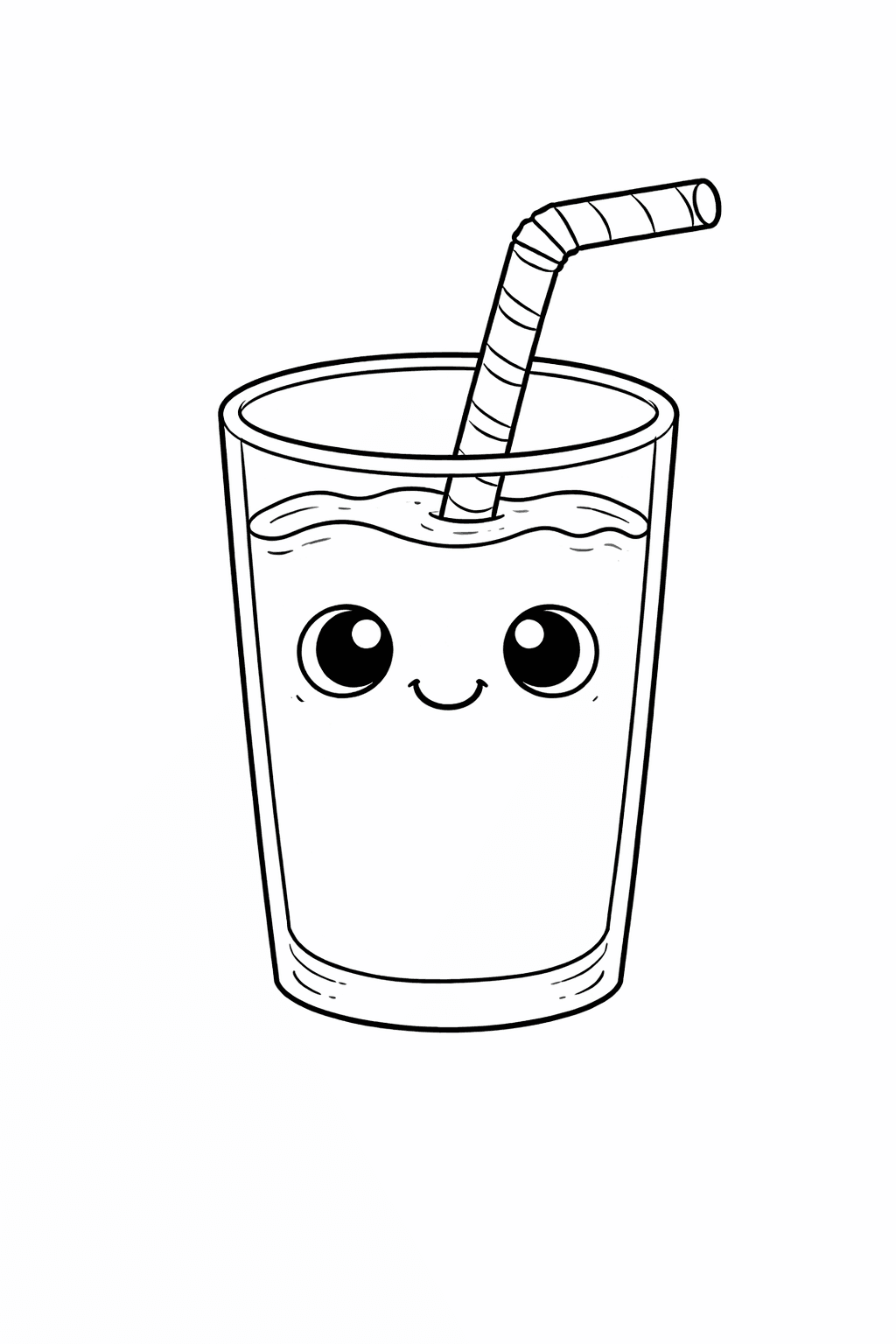 Kawaii Glas Milch Zum Ausmalen - Ausmalbild