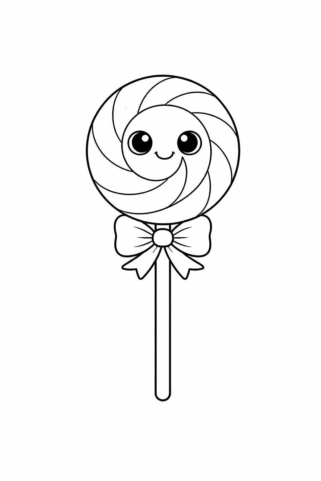 Kawaii Lollipop Mit SüßEm Gesicht - Ausmalbild