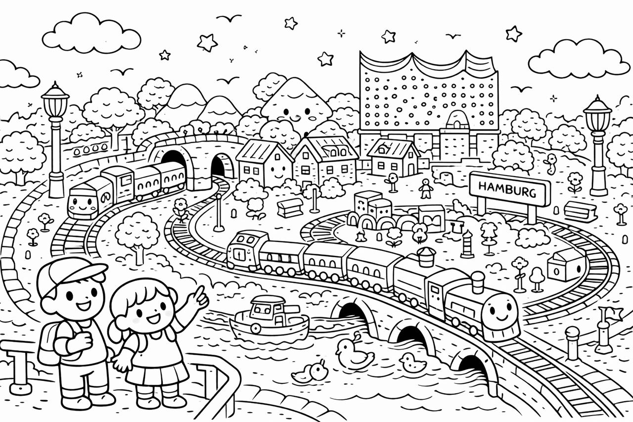 Miniaturwelt Hamburg - Ausmalbild