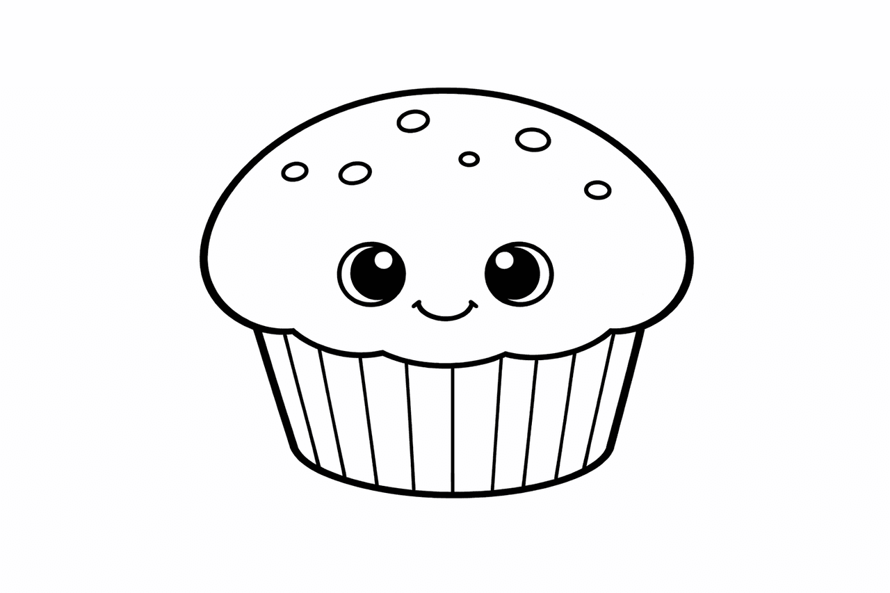 Kawaii Muffin Zum Ausmalen - Ausmalbild