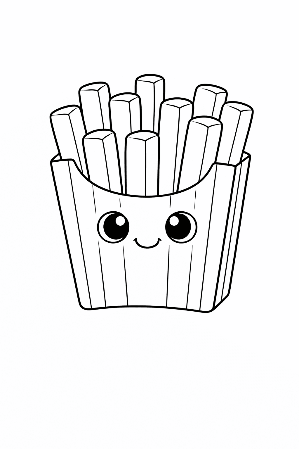 Kawaii Pommes In Einem Becher - Ausmalbild