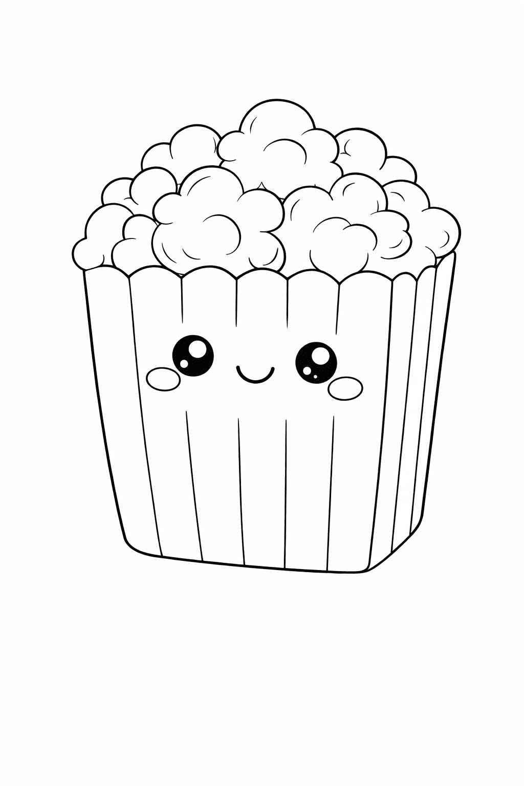 Kawaii Popcorn Box Charakter - Ausmalbild