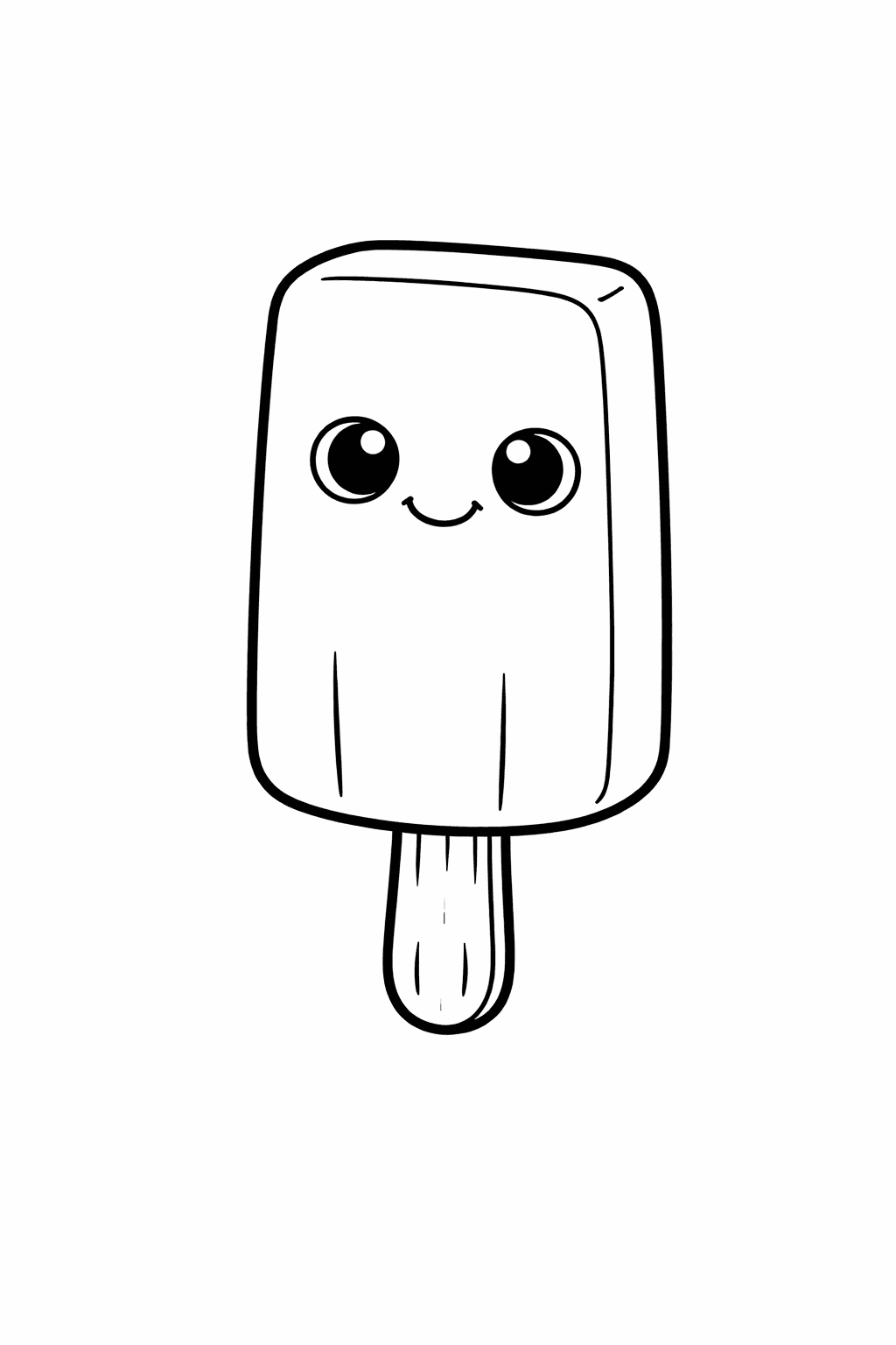 Kawaii Eis Am Stiel Mit Gesicht - Ausmalbild