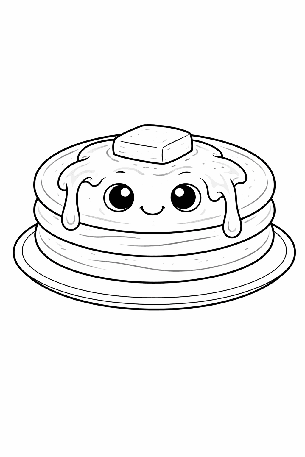 Kawaii Pfannkuchen Mit Butterspitze - Ausmalbild