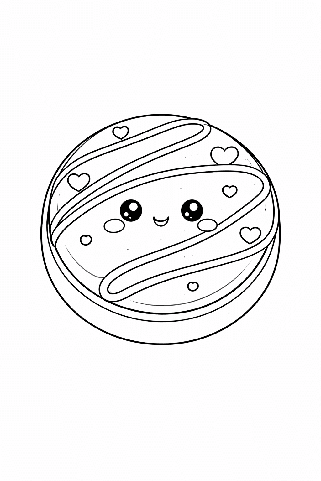 Kawaii-Schokolade mit verspieltem Gesicht - Ausmalbild