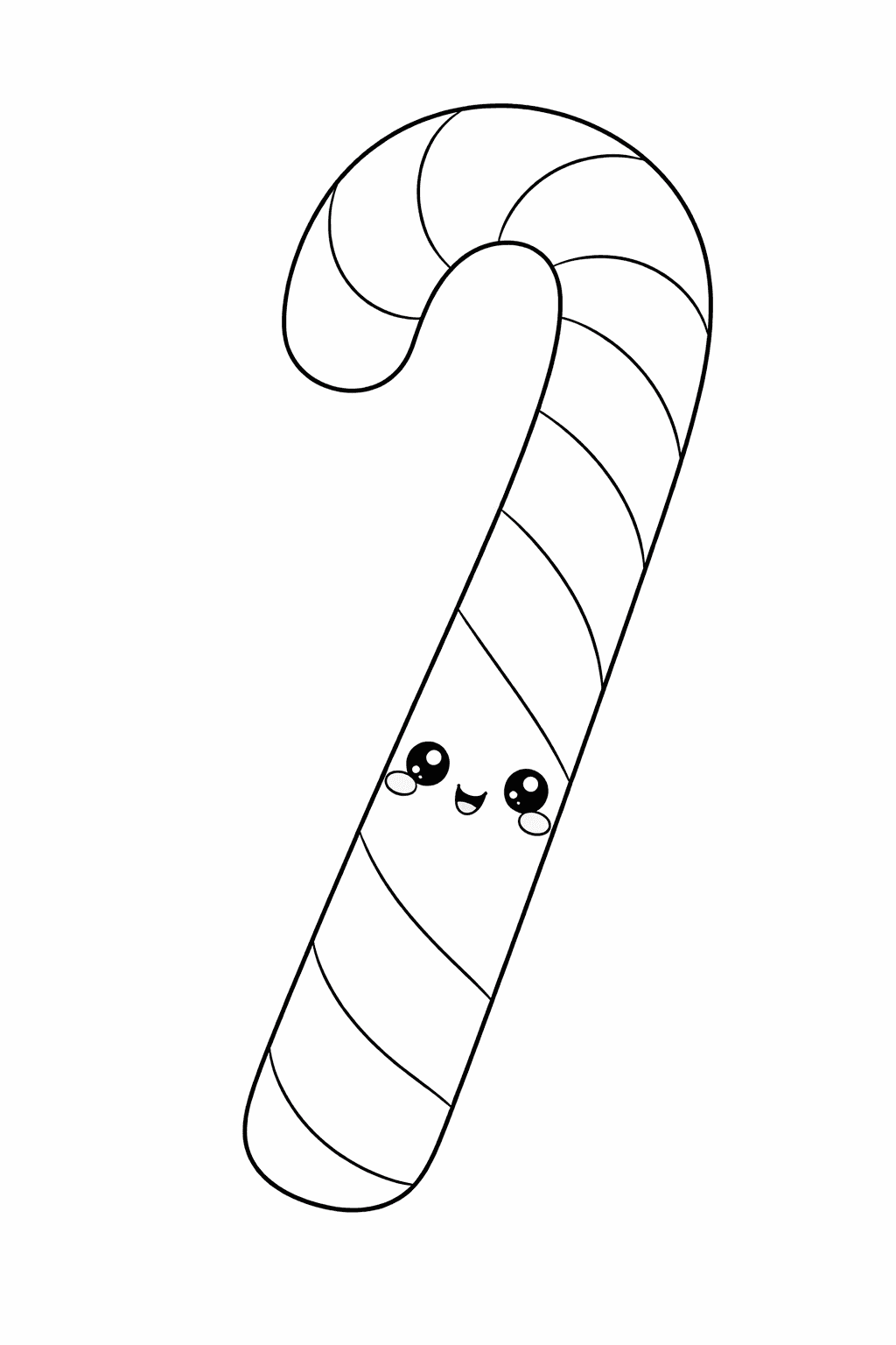 Kawaii-Zuckerstange mit fröhlichem Gesicht - Ausmalbild