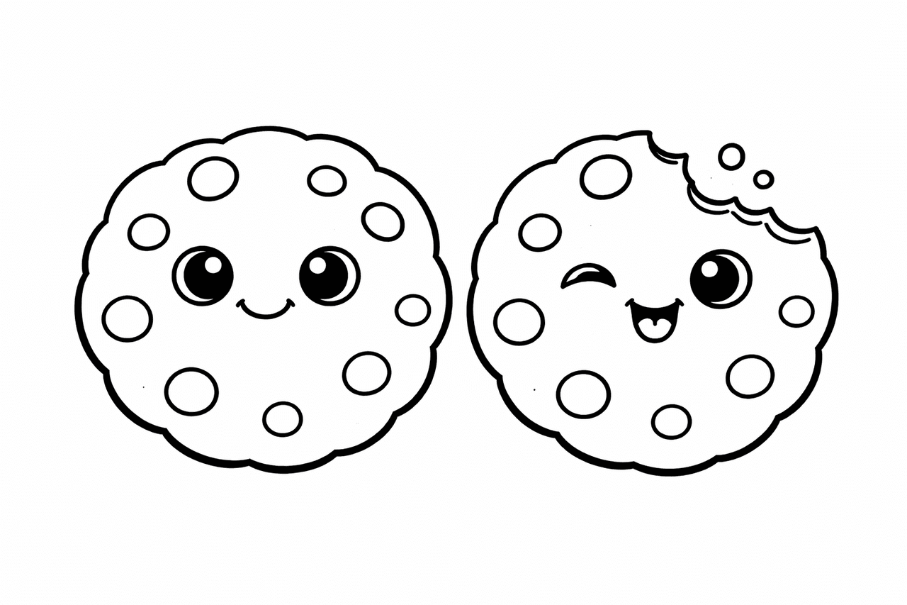 Kekse Mit FröHlichen Gesichtern - Ausmalbild