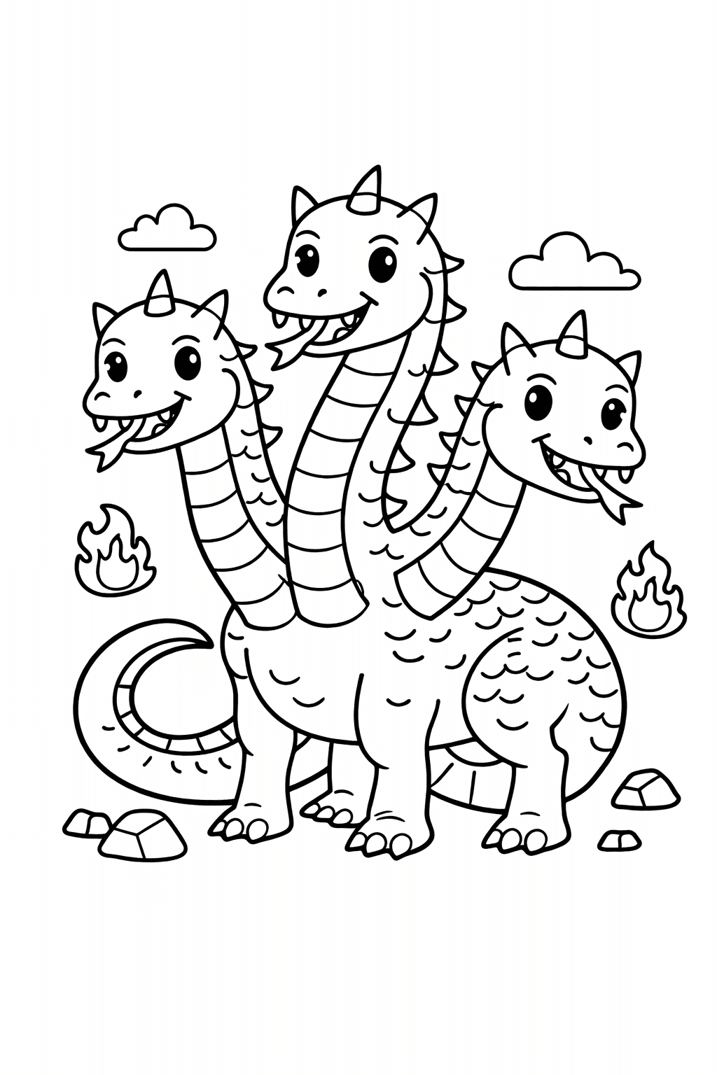 Kinderfreundliche Hydra - Ausmalbild