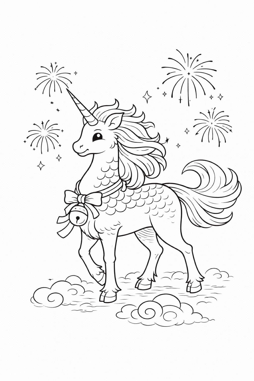 Kirin Mit Zeremonieller Glockenkragen - Ausmalbild