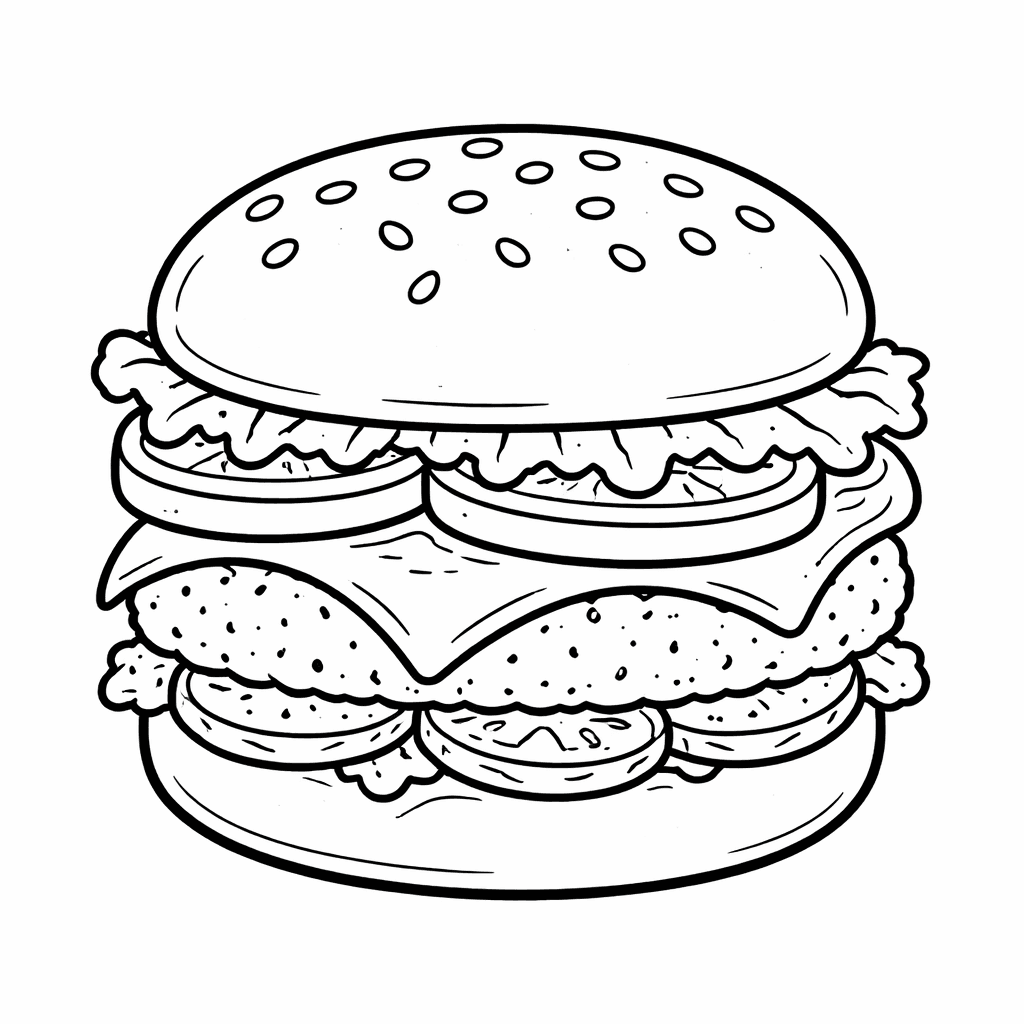 Klassischer Hamburger - Ausmalbild
