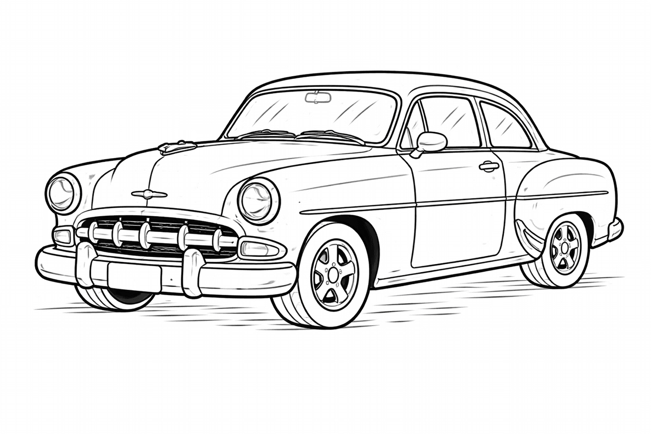 Klassisches Auto Retro - Ausmalbild