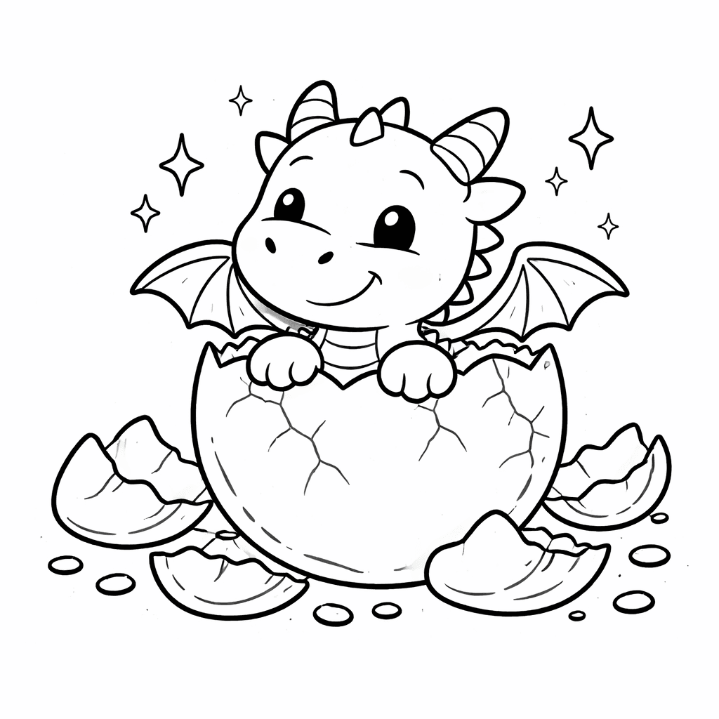 Kleiner Drache SchlüPft Aus Ei (1) - Ausmalbild