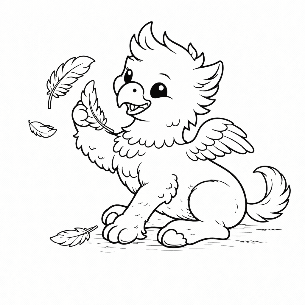 Kleiner Hippogreif Mit Federn - Ausmalbild