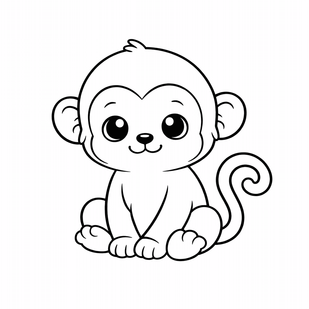 Kleiner, Niedlicher Affe Zum Ausmalen