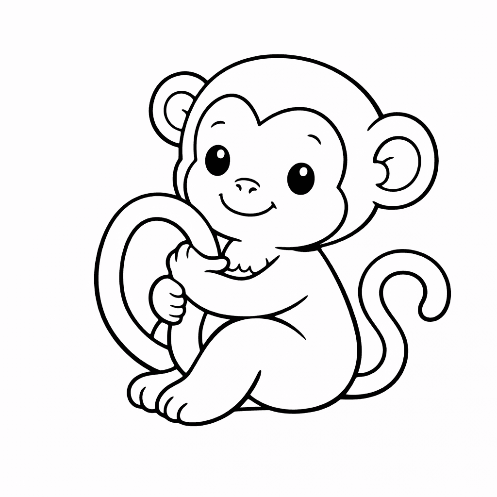 Kleines ÄFfchen Umarmt Seinen Schwanz