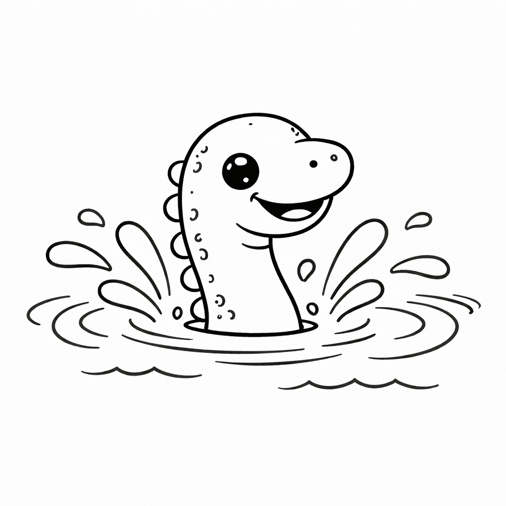 Kleines Nessie Taucht Aus Dem Wasser Auf