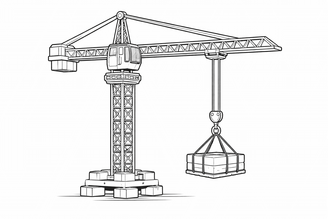 Kräne im Baugebiet - Ausmalbild