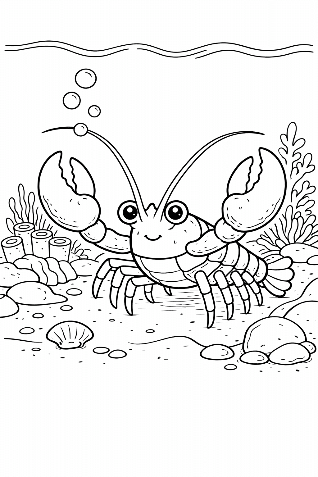 Krebs auf Meeresboden - Ausmalbild