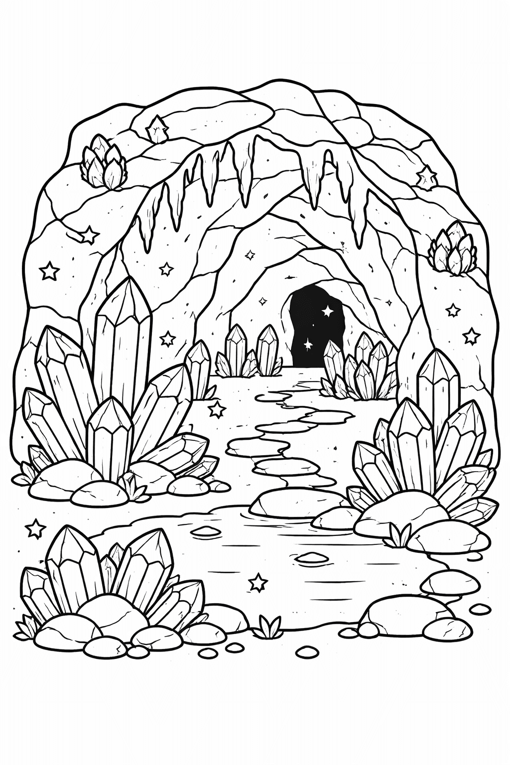 Kristallhöhle - Ausmalbild