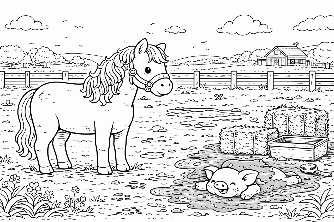 Kuscheliges Pferd - Ausmalbild