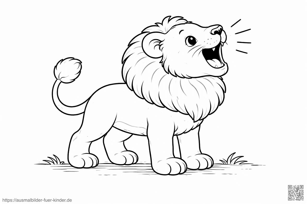 Löwe mit voller Mähne brüllt - Ausmalbild