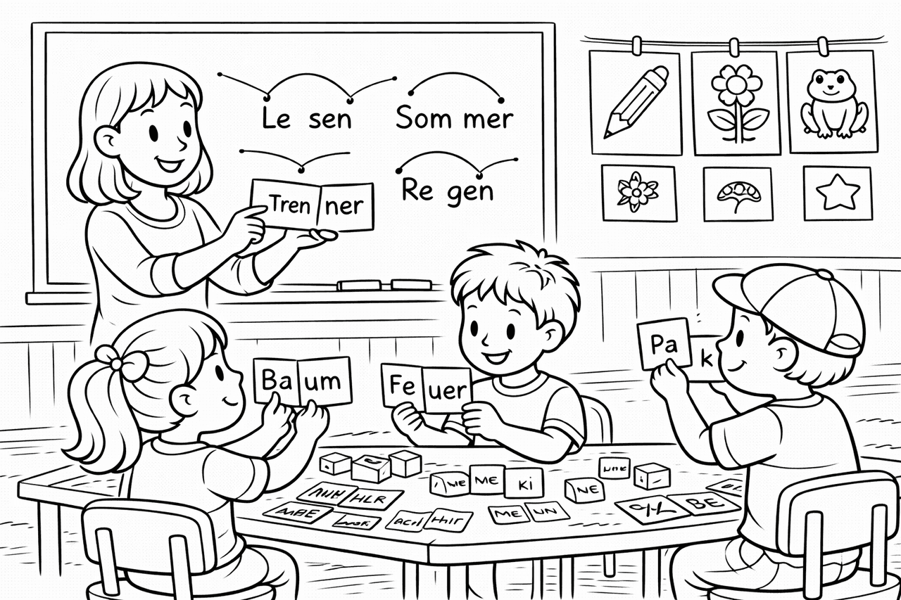Lernzeit im Klassenzimmer - Ausmalbild