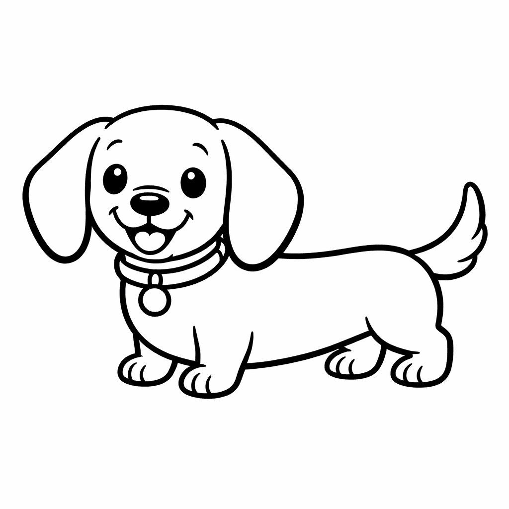 Lustiger Dackel - Ausmalbild