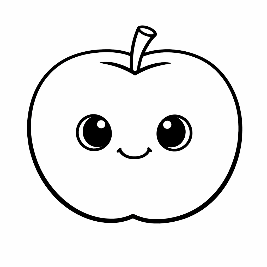 Lustiger, Anthropomorpher Apfel - Ausmalbild