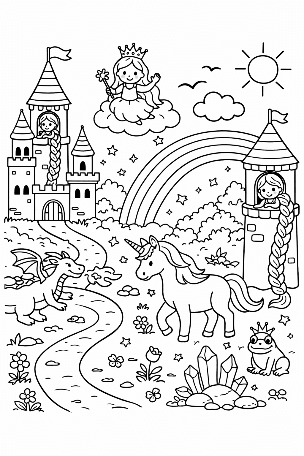 Märchenwelt - Ausmalbild