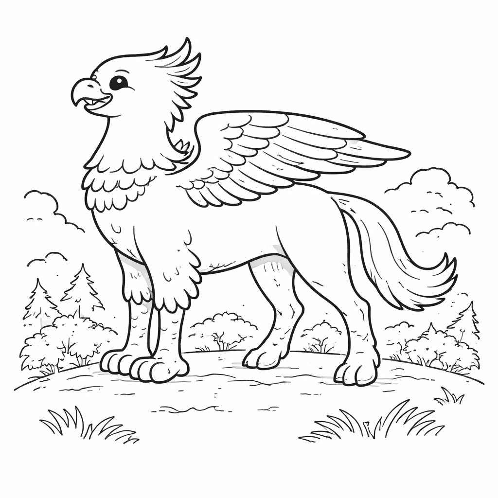 MajestäTischer Hippogreif Auf HüGel - Ausmalbild