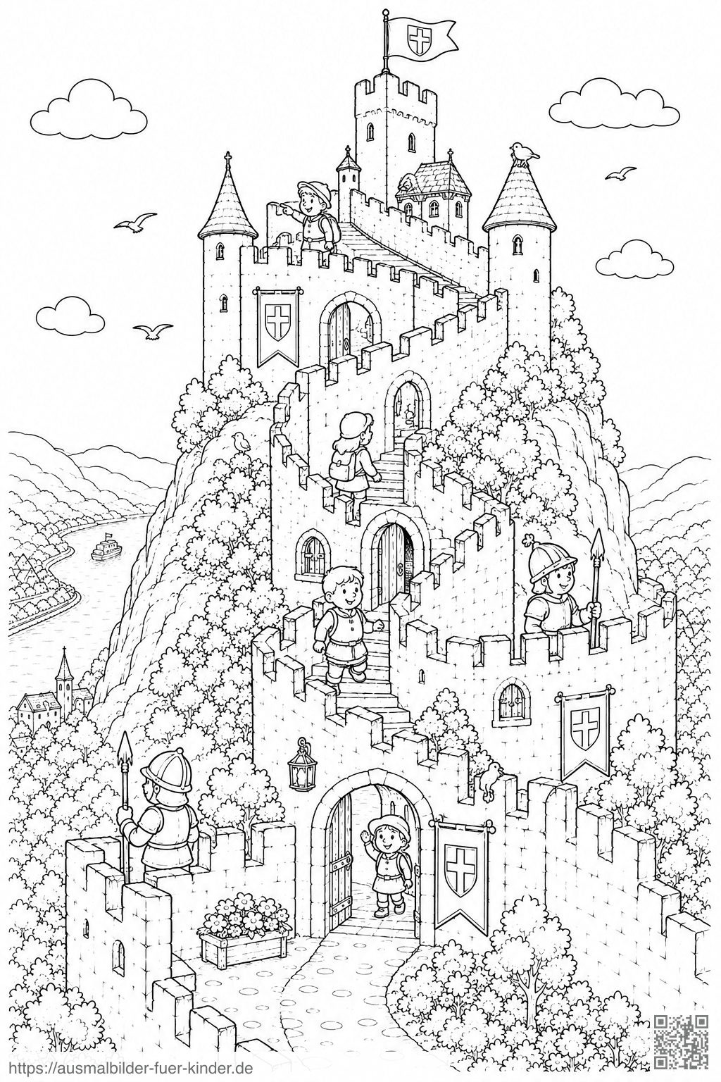 Marksburg Wehrgang Ausmalbild
