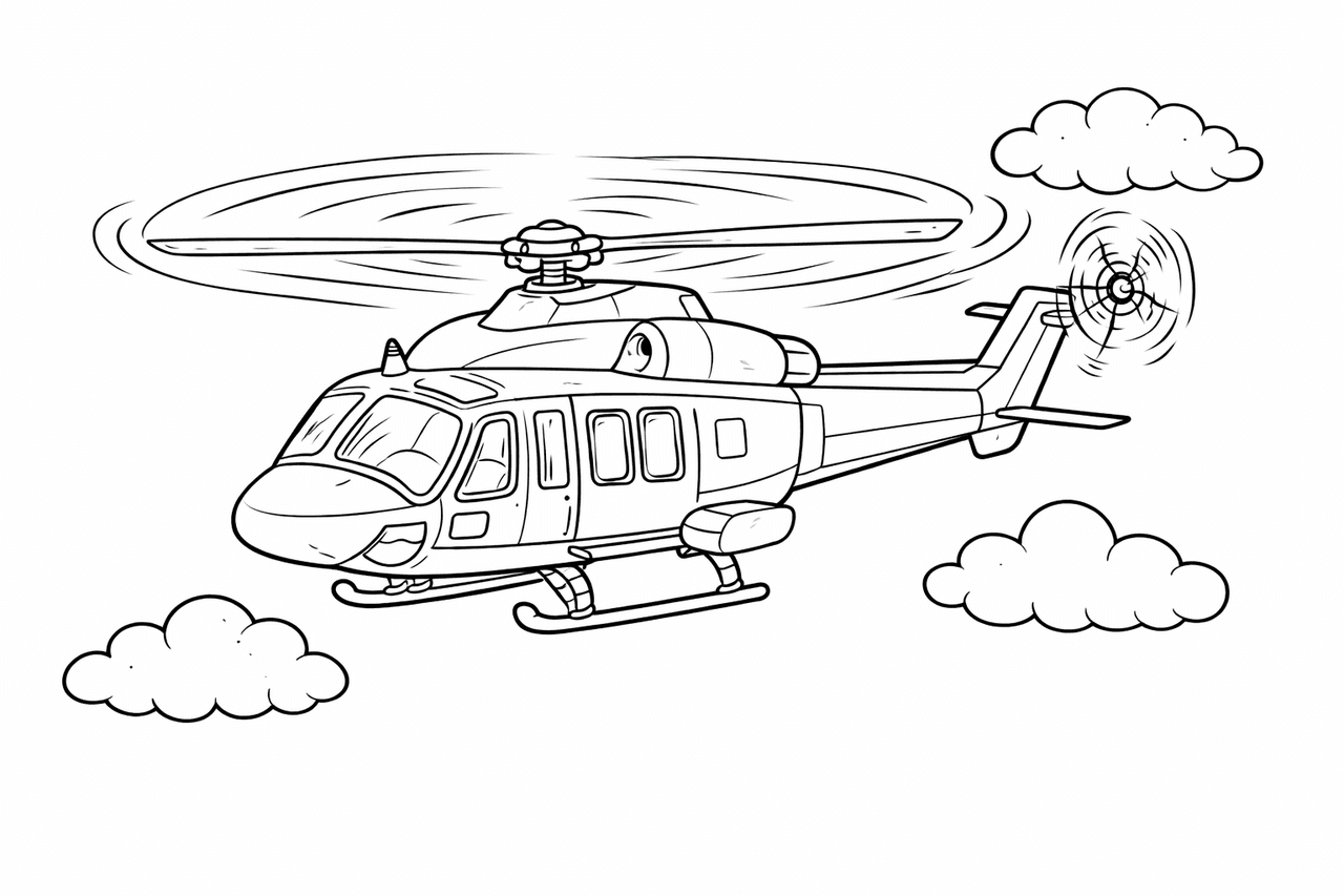 Moderner Hubschrauber - Ausmalbild
