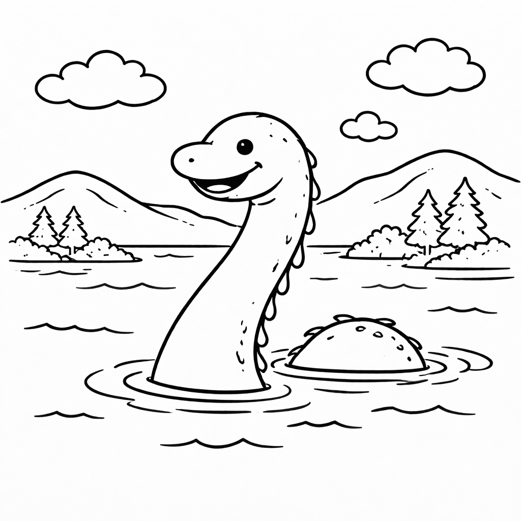 Nessie Taucht Aus Dem See Auf