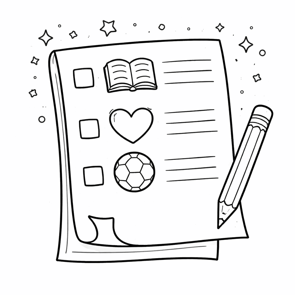 Neujahrsvorsätze Liste - Ausmalbild