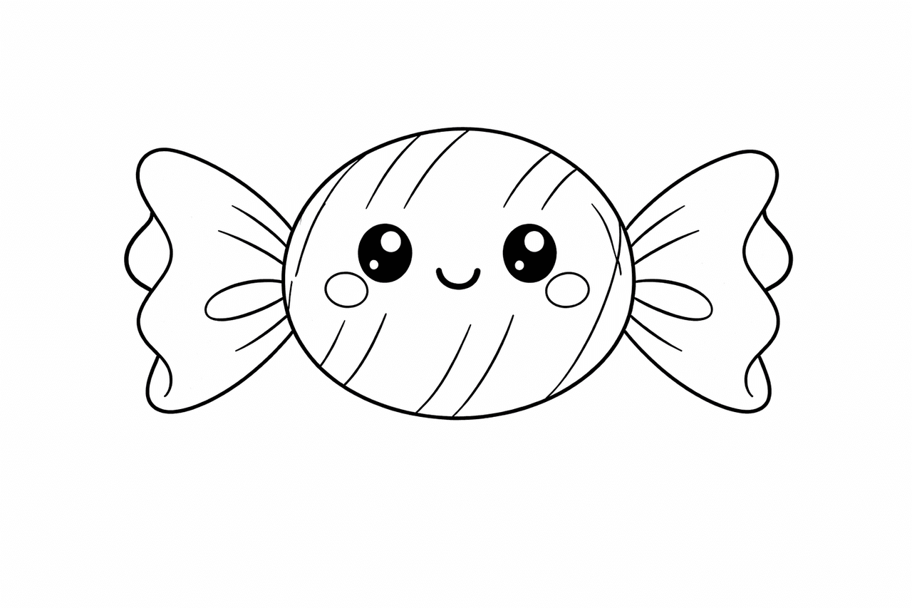 Niedliche Bonbonfigur in Linienkunst - Ausmalbild