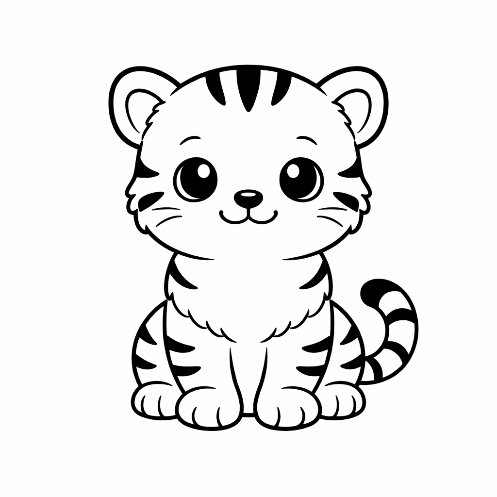 Niedliches Tigerbaby Zum Ausmalen