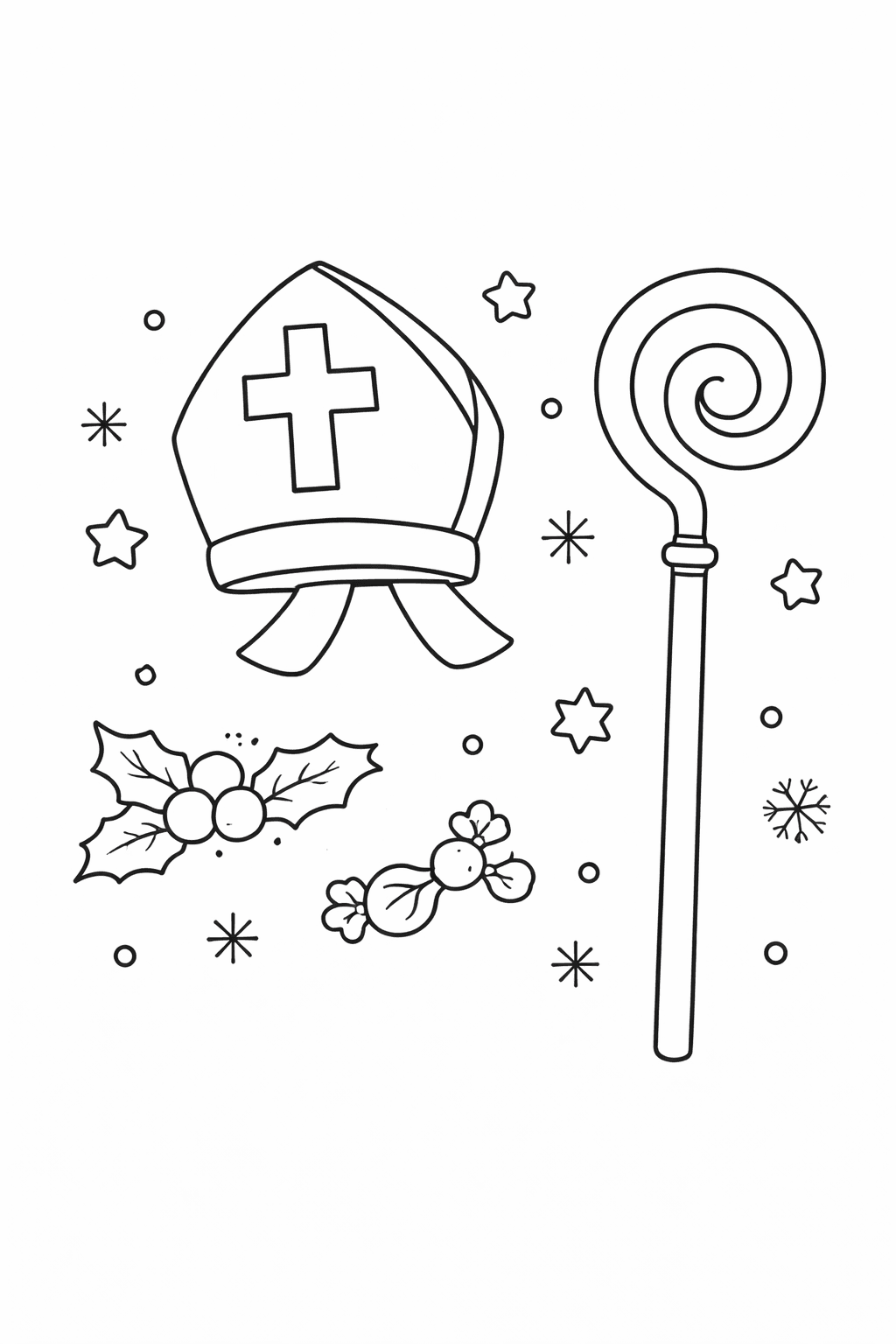 Nikolaus Mitre Und Hirtenstab - Ausmalbild