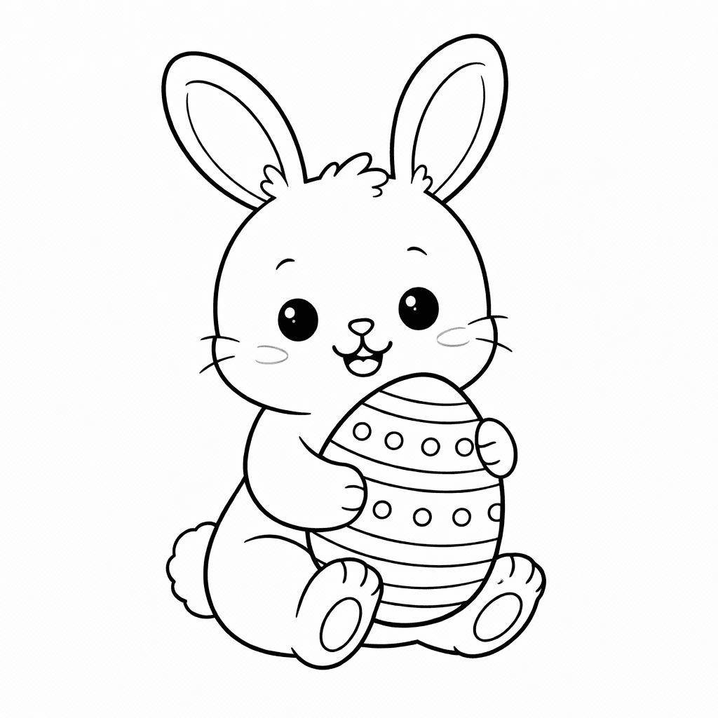 Osterhase mit Dekoei - Ausmalbild