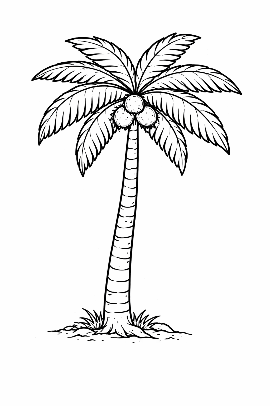 Palmbaum mit Kokosnüssen - Ausmalbild