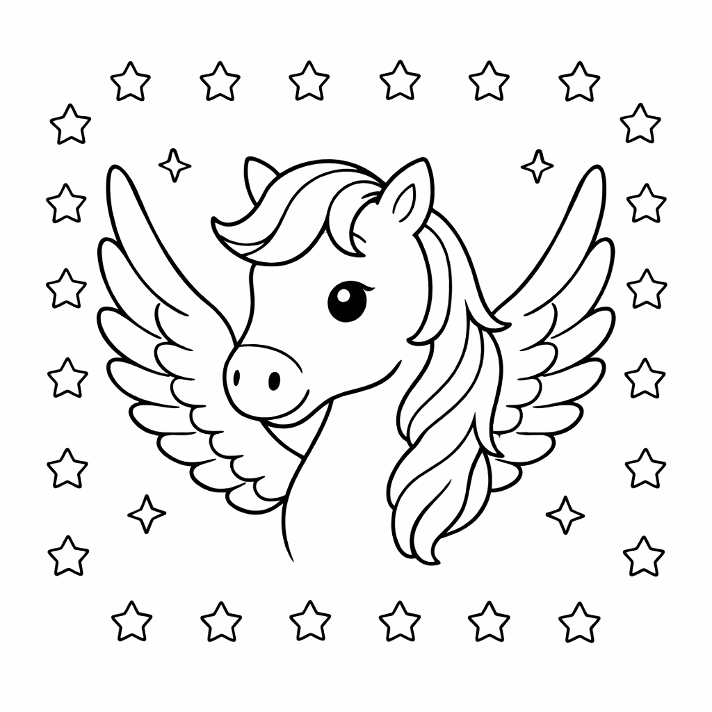 Pegasus Im Sternrahmen - Ausmalbild