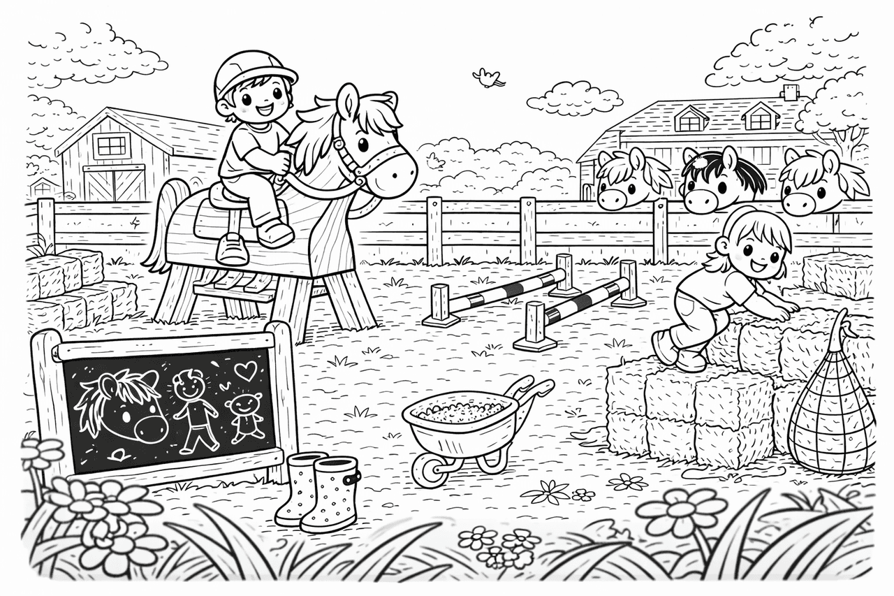 Spielplatz Ponyfarm - Ausmalbild