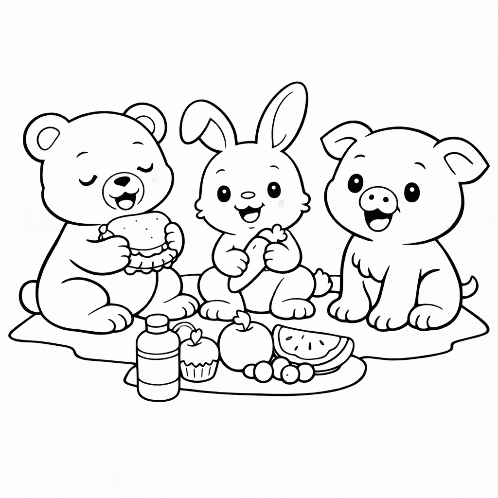 Picknick Mit Freunden Im Tierreich