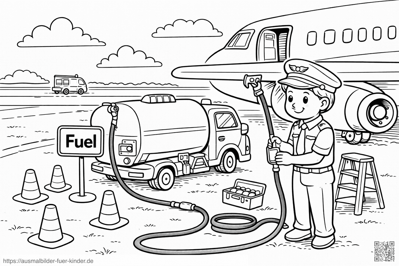 Betriebsablauf am Flughafen - Ausmalbild