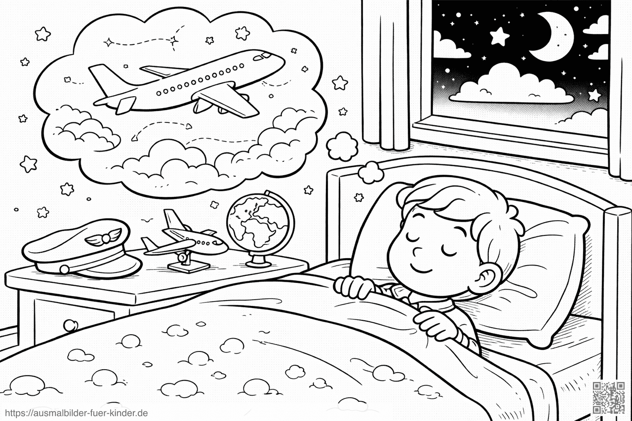 Traum vom Fliegen im Schlaf - Pilot Ausmalbild