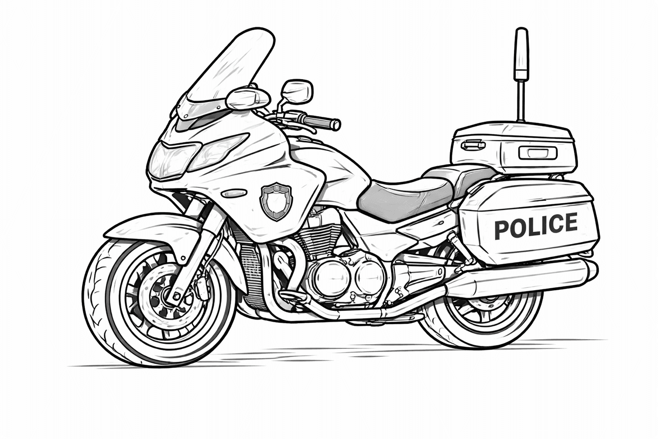 Polizei-Motorrad - Ausmalbild