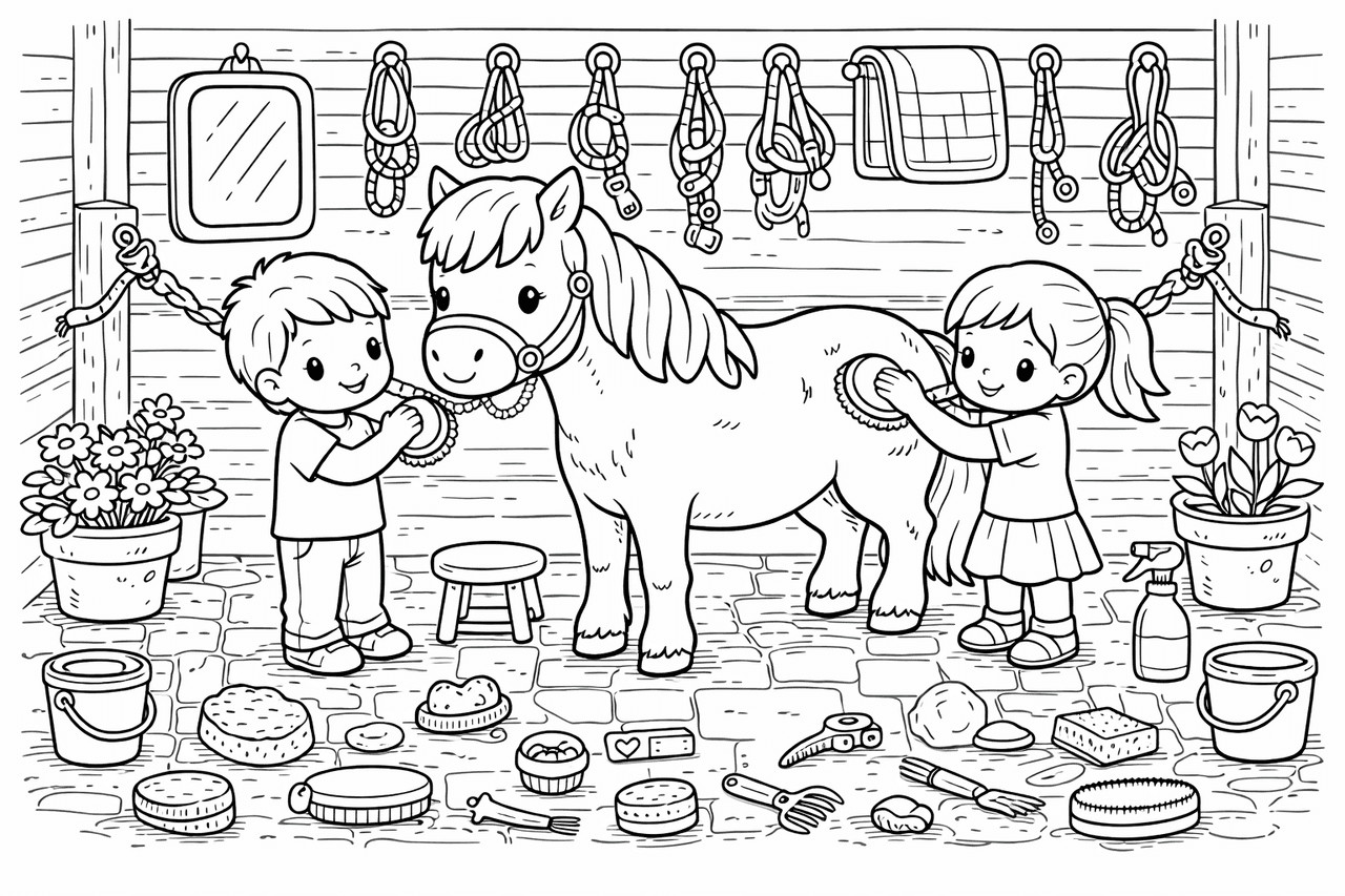 Ponypflege - Ausmalbild