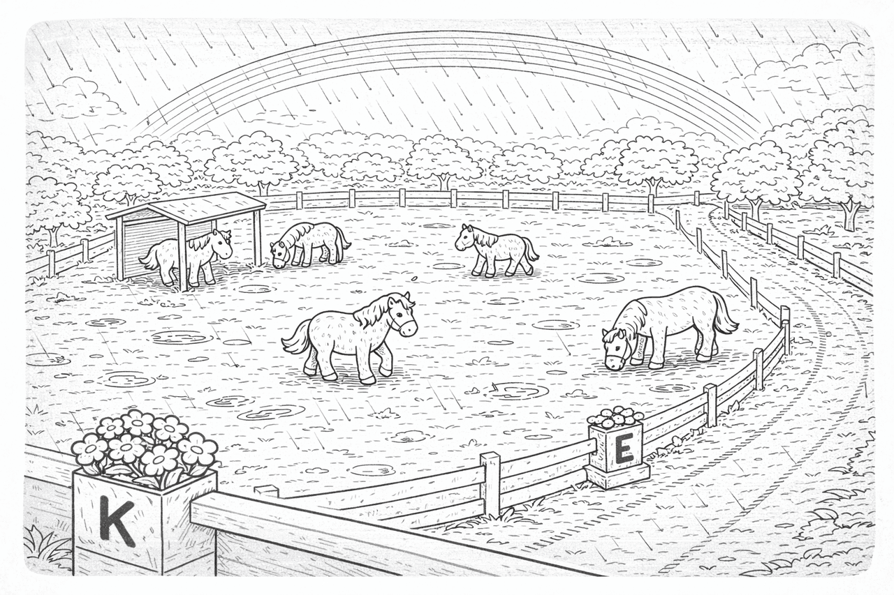 Regenbogen Über Der Pferdekoppel