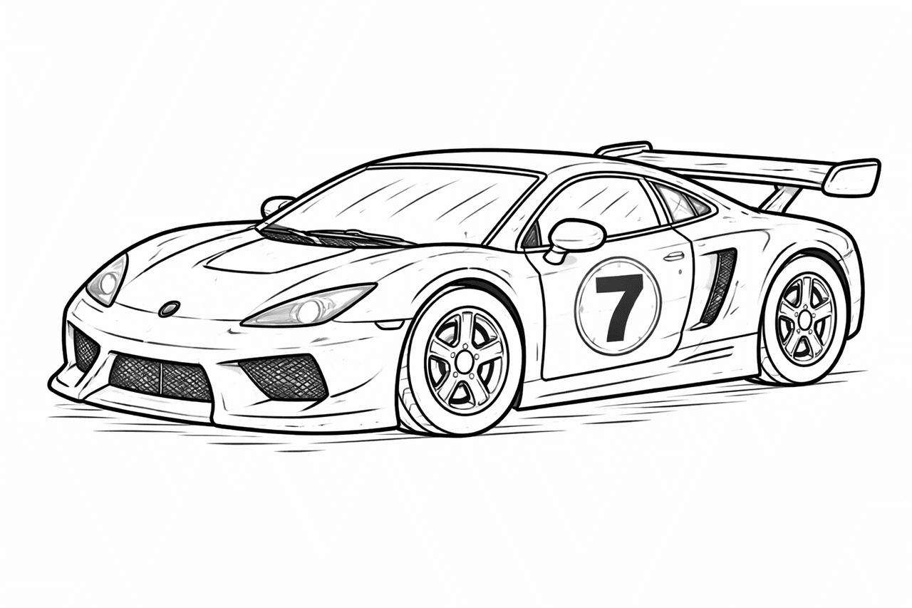 Rennauto - Ausmalbild