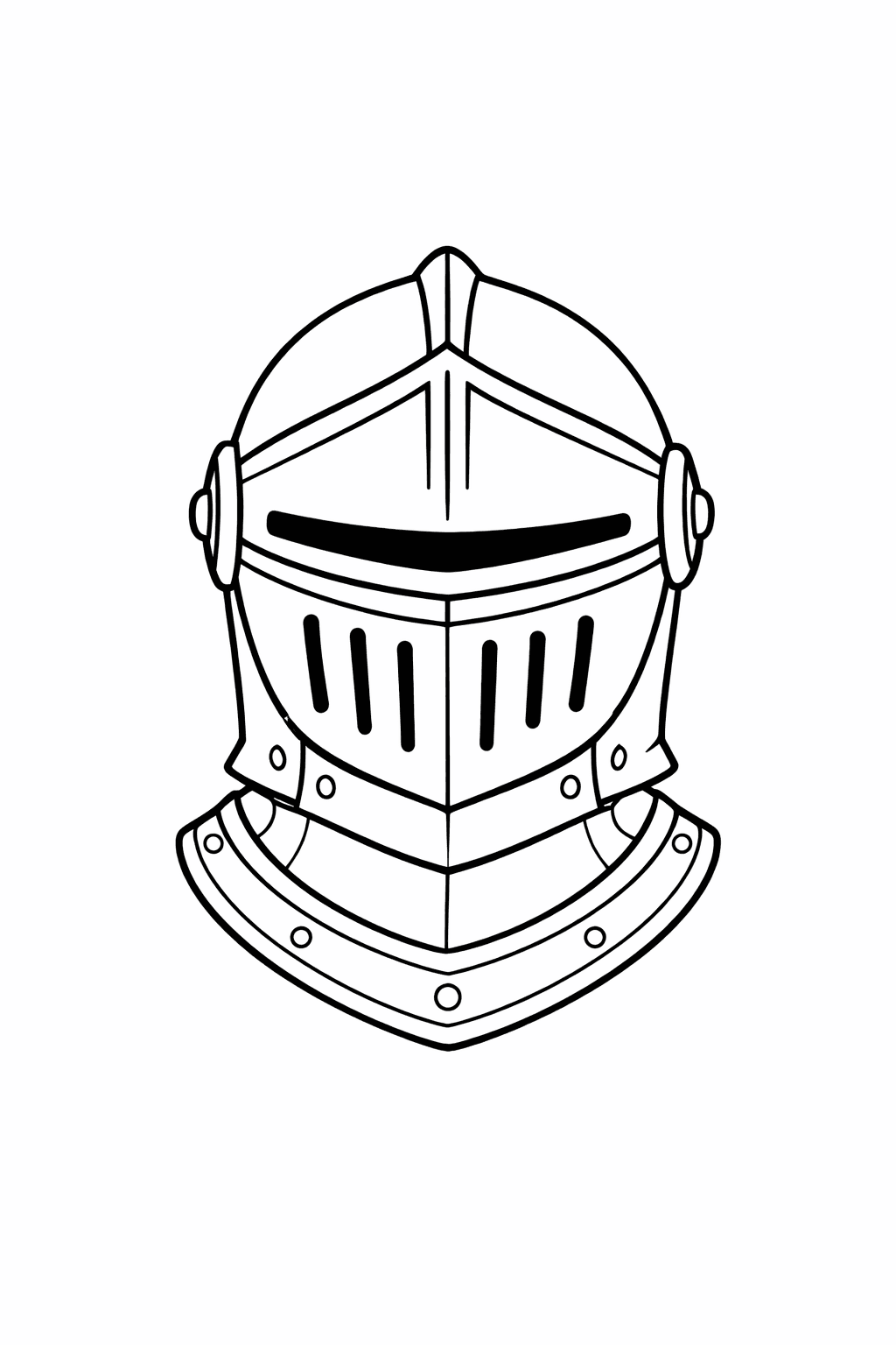 Mittelalterlicher Ritterhelm - Ausmalbild